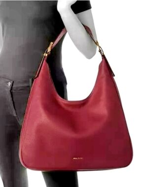 Michael Kors Burgundy Purse Leather Shoulder Hobo Bag